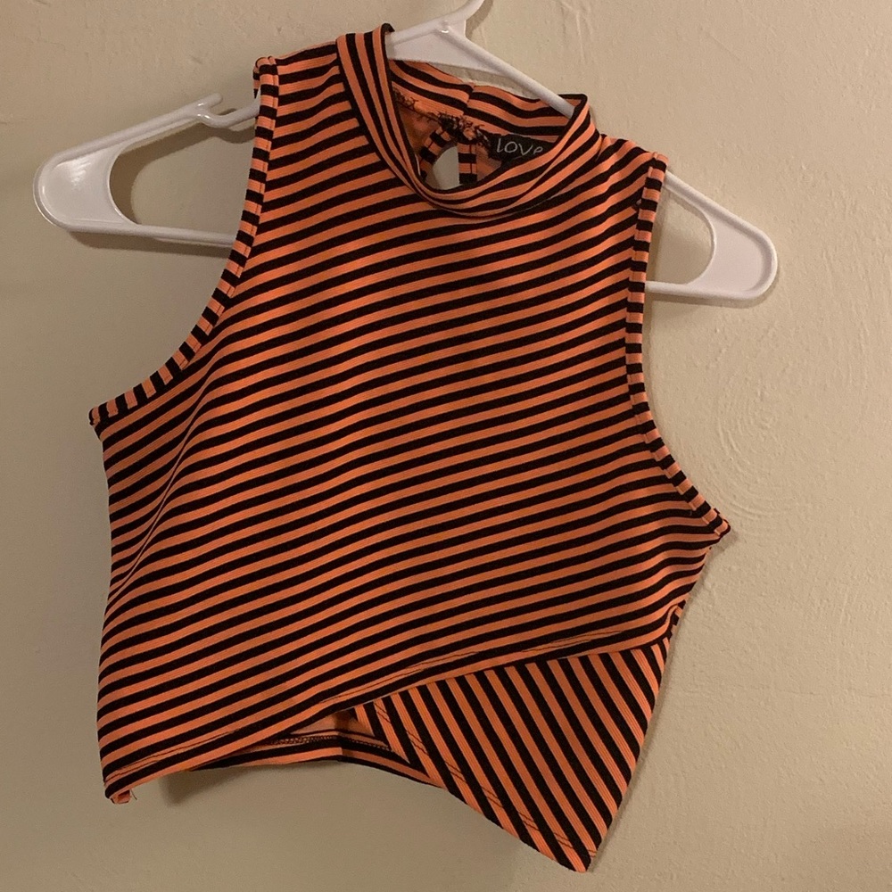 Large striped summer turtleneck crop top.. only worn once